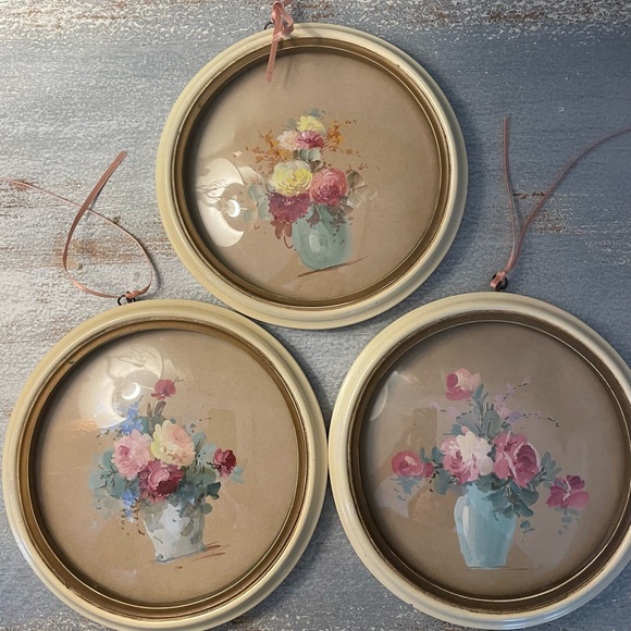Art Vintageantique Round Wall Paintings Set Of Three Poshmark